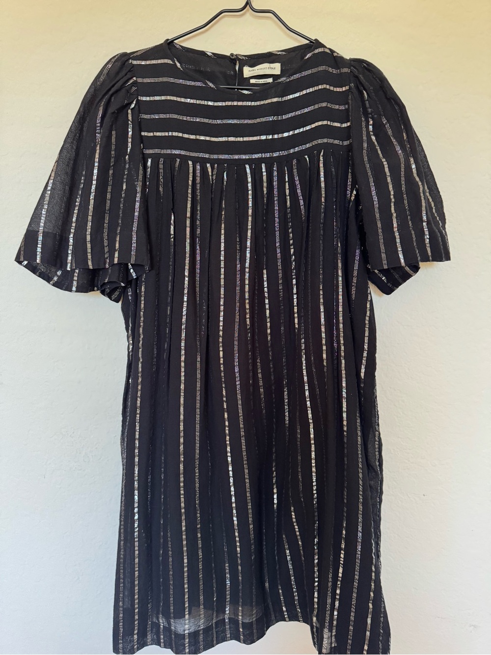 Isabel Marant Black Midi Dress with Silver Stripes